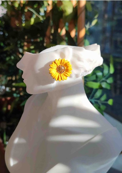 Daisy El Yapımı Sarı Minimal ve Işıltılı Papatya Küpe - Zarif ve Sade indirimleri