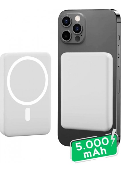 Iphone Uyumlu 5000 Mah Wireless Magsafe Batarya-Kablosuz Şarj Powerbank