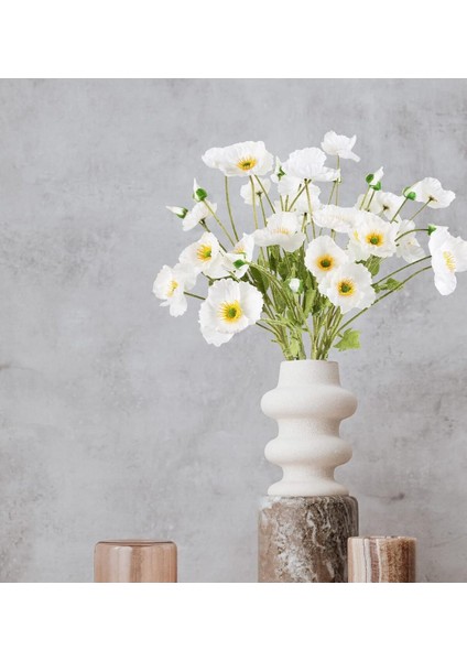 Yapay Çiçek 4lü Gelincik Dalı 60 cm Beyaz