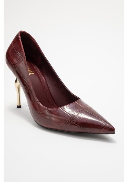Hudson Bordo Baskı Kadın Topuklu Ayakkabı modelleri