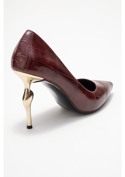 Hudson Bordo Baskı Kadın Topuklu Ayakkabı indirimleri