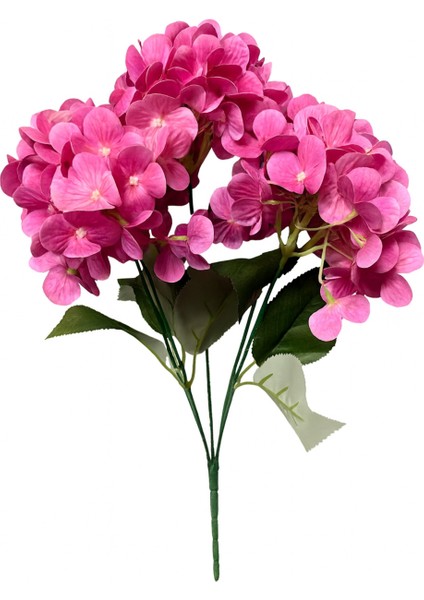 Yapay Lüx 5 Dallı Islak Ortanca Demeti 45 cm Pembe