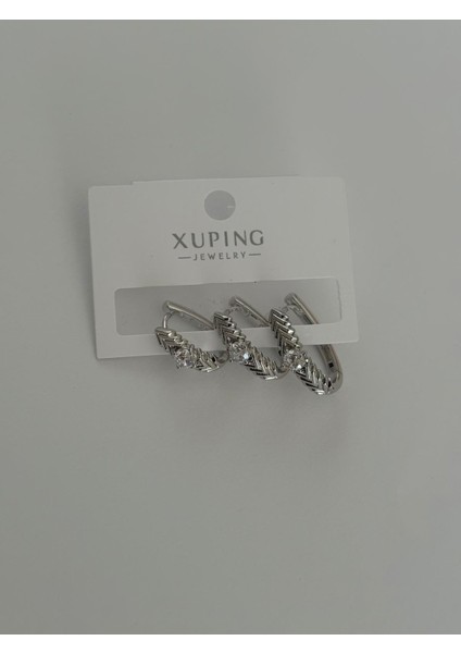Xuping Ortası Taş Detay Oval 3 Lü Set Silver Küpe indirimleri
