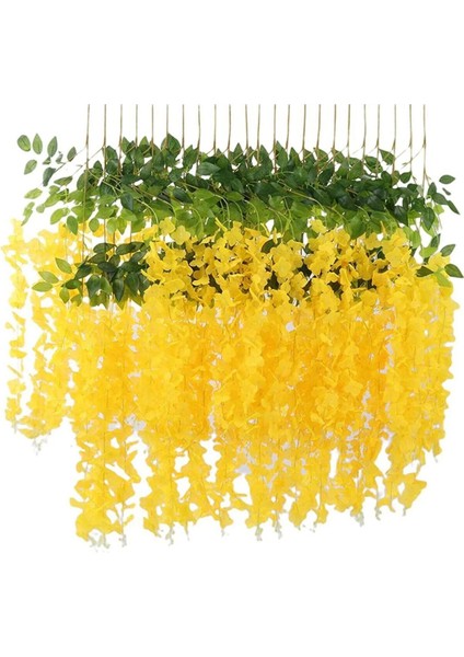 Yapay Sarkan Akasya Çiçeği 100 cm Sarı 12 Li Paket Akasya 12Lİ