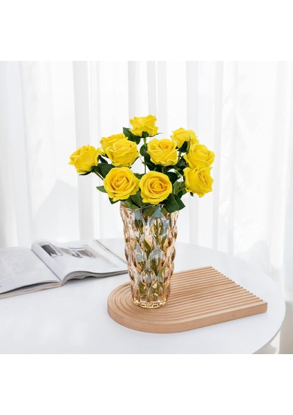 Yapay Kadife 10 Adet Gül Dalı 50 cm Sarı Lüx Ekvator Gül indirimleri