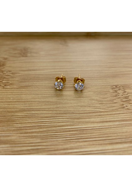 Çelik Gold Renk Zirkon Taşlı 5mm Top Küpe fiyatları