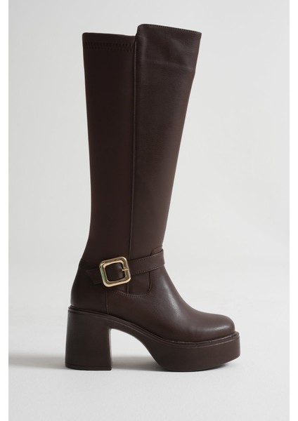 Woly Kadın Günlük Acı Kahve Tokalı Çizme