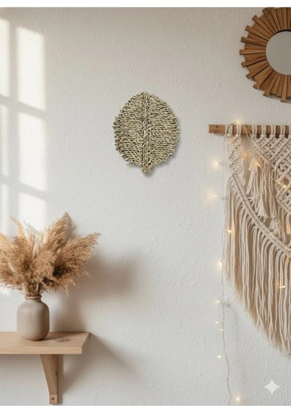 El Yapımı Saz Yaprağı Duvar Aksesuarı Bambu Dekorasyon Natürel Bohem Small modelleri