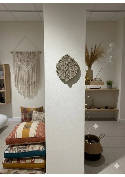 El Yapımı Saz Yaprağı Duvar Aksesuarı Bambu Dekorasyon Natürel Bohem Small indirimleri