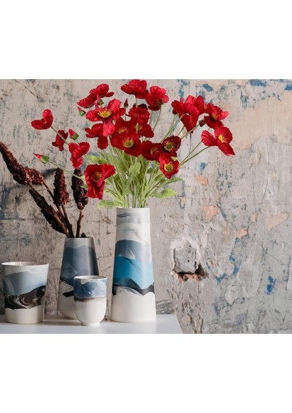 Yapay Çiçek 4lü Gelincik Dalı 60 cm Kirmizi modelleri