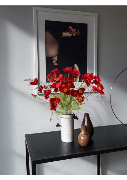 Yapay Çiçek 4lü Gelincik Dalı 60 cm Kirmizi