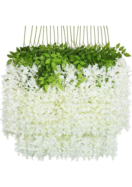 Yapay Sarkan Akasya Çiçeği 100 cm Beyaz 12 Li Paket Akasya 12Lİ