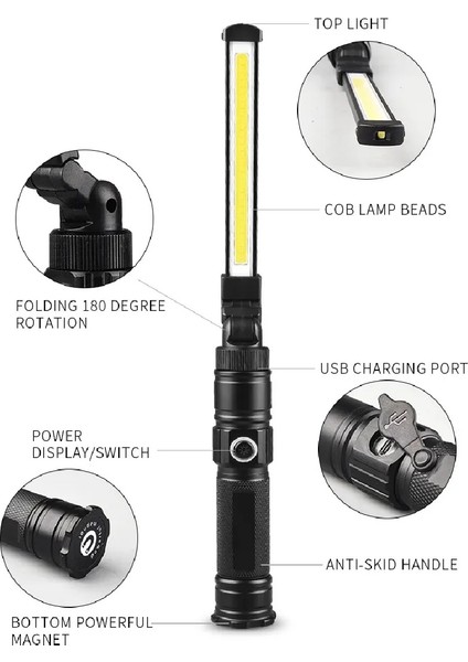 -HK - Rico Katlanabilir Şarjlı LED Lamba Mıknatıslı Fener (013-RC0035) fiyatları