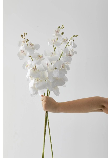 Yapay Islak Orkide Çiçeği Beyaz Tek Dal 100 cm fırsatları
