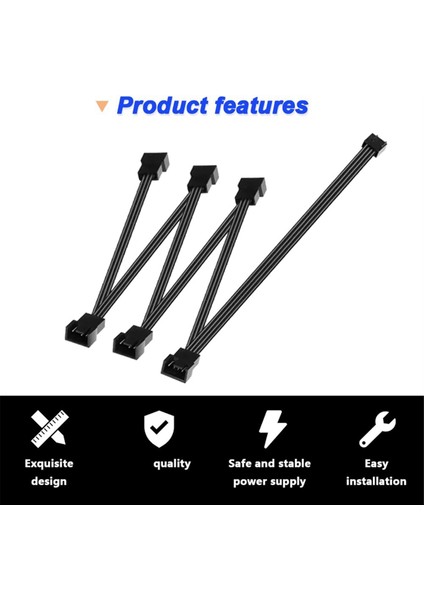 4 Pin Cpu Pwm Fan Kablosu 1 Ila 3 Yolcu Siyah Kneçli Uzatma Kablosu Konektörü 3/4pwm Fan Uzatma Kabloları (Yurt Dışından) fiyatları