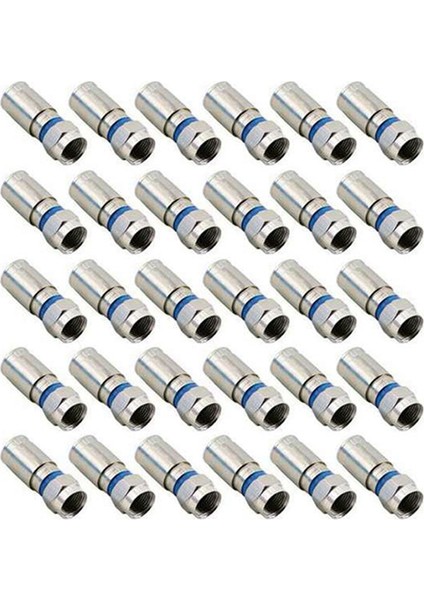 30PCS Rg6 F Sıkıştırma Konnektörü Rf Tel Konektörü Lehimsiz Adaptör Mavisi (Yurt Dışından)