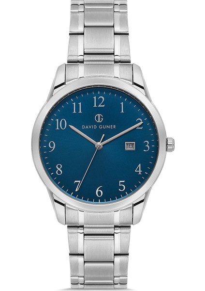 Davıd Guner Gümüş Kaplamalı Mavi Kadranlı Erkek Kol Saati DG-8778GA-A3