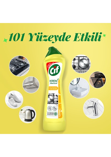 Krem Yüzey Temizleyici Limon Kokulu Yağ ve Kireç Sökücü Leke Çıkarıcı 500 ML indirimleri
