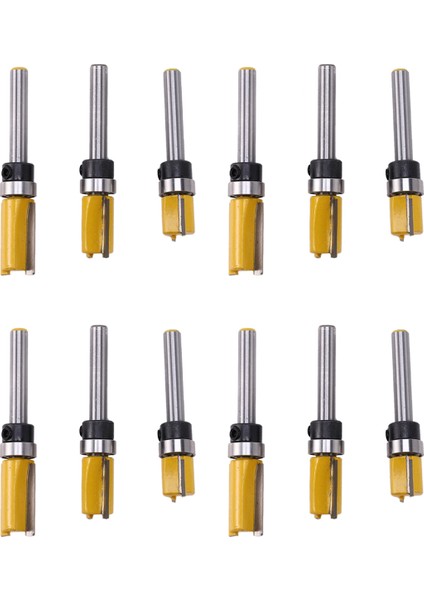 12PCS 1/4 Inç Floş Trim Yönlendirici Bit Desen Bit Üst ve Alt Yatak 1/2 Inç Bıçak Şablonu Kenar Ahşap Düzeltici Kesici (Yurt Dışından)