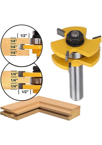 Dil ve Oluk Seti Yönlendirici Bit Seti Ahşap Kapı Döşeme 3 Diş Ayarlanabilir 1/2 Inç Sapı T Şekli Ahşap Işleme Aracı (4pcs) (Yurt Dışından) modelleri