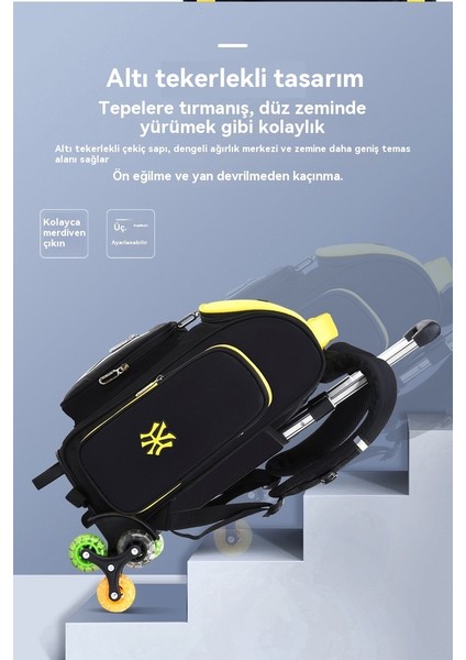 Ikinci Ila Altıncı Sınıf Erkekler ve Kadınlar Için Yeni Arabayla Okul Çantası, Su Geçirmez 2025 Yeni Büyük Kapasiteli Arabayla Çantası = (Yurt Dışından) fırsatları