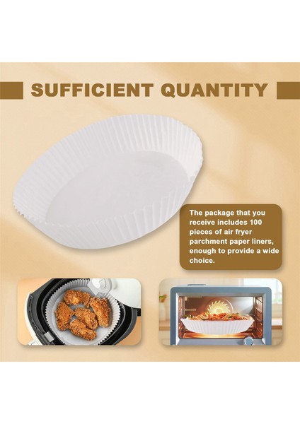 100 Adet Air Fryer Parchment Kağıt Kaplamaları Yapışmaz Tek Kullanımlık Kaplamalar Sepet Deliksiz Yuvarlak Parchment Kağıdı (Beyaz) (Yurt Dışından) indirimleri