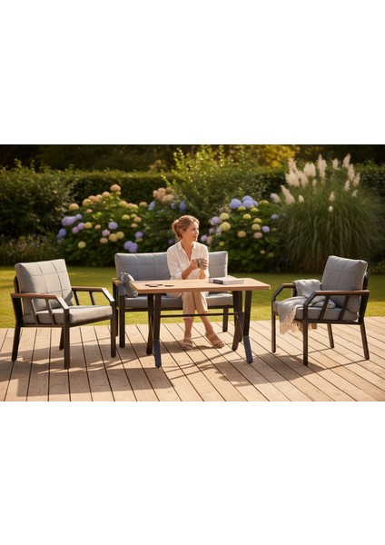 NERGİZ 2 1 1 MASA BAHÇE BALKON MUTFAK MOBİLYASI,KAYRAK GRİ