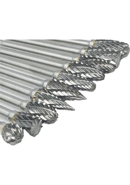 10 Adet Karbür Çapak Bitleri Metal Ahşap Taş Çelik Için 1/8 Inç Çift Kesilmiş Tasarımlı Döner Alet Bitleri ile Uyumlu Ayarlanmış (Yurt Dışından)