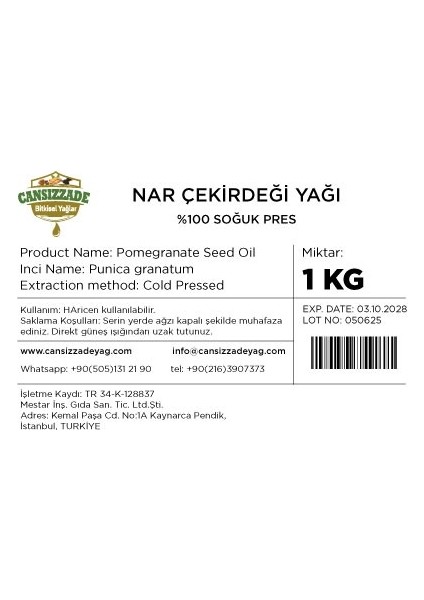 Nar Çekirdeği Yağı 1 kg modelleri