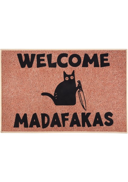 Dark Cat Hoş Geldiniz Madafakas Tam Baskı Posa Oormat Eğlenceli Puafat Ev Dekor Mutfak Banyo Dekor Insanlara Eğlenceli Ver (Yurt Dışından)