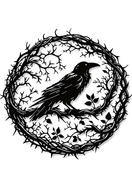 Raven Kuş Metal Duvar Sanatı, Karga Duvar Sanatı Dekor Siyah Kuş Heykel, Bahçe Mutfak Balkonu Için Eşsiz Tasarım Ev Dekoru (Yurt Dışından)