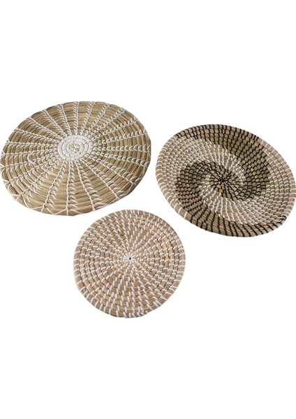 El Yapımı Asılı Duvar Sepeti Dekor (3 Set) Yuvarlak Dokuma Sepet, Boho Ev Dekor Tepsileri Yatak Odası, Mutfak, Oturma Odası (Yurt Dışından) modelleri