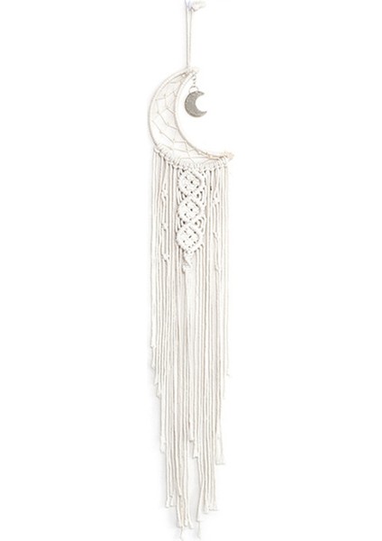 Bohemya Ay Rüya Catchers Pubsel Macrame Macrame Catchers Düğün Duvar Asma Dekor Ev Odası Ay Dekor Beyaz (Yurt Dışından)