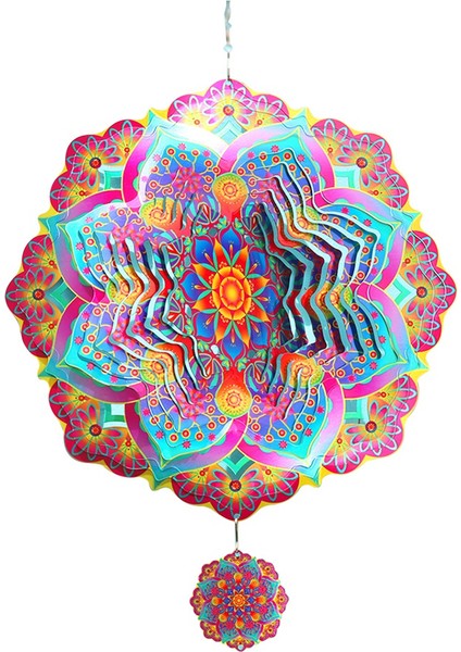 Mandala Rüzgar Spinner Metal 3D Dönen Windchimes Lüks Sanat Bahçesi Dış Mekan Dekorasyon Mor Rüzgar Spinners (Yurt Dışından)