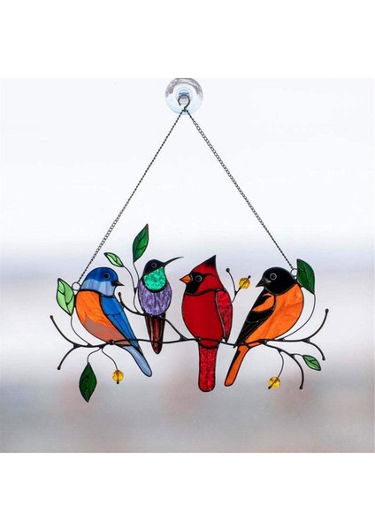 Bir Tel Üzerinde Çok Renkli Kuşlar Yüksek Lekeli Bahçe Suncatcher Kuş Süslemeleri Bir Şube Suncatchers Kolye Evinde, Bir (Yurt Dışından) indirimleri