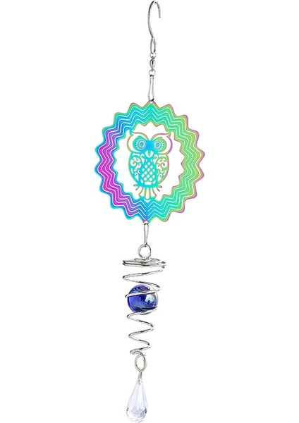 Baykuş Kinetik Gradyan Renk Rüzgar Spinner Heykel 3D Rüzgar Çanları Güneş Yakalayıcı Bakan Top Spiral Kuyruk Stabilizatör (Yurt Dışından)