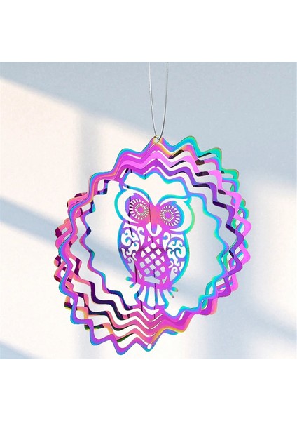 Baykuş Kinetik Gradyan Renk Rüzgar Spinner Heykel 3D Rüzgar Çanları Güneş Yakalayıcı Bakan Top Spiral Kuyruk Stabilizatör (Yurt Dışından) indirimleri
