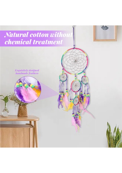 El Yapımı Rüya Yakalayıcı Geleneksel Dreamcatcher Duvar Asılı Dekorasyon Renkli Tüy (Yurt Dışından) indirimleri