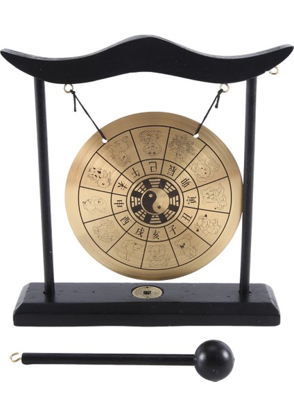 Masaüstü Gong - Feng Shui Pirinç Gong Stand ve Mallet, Hassas Çin Ev Dekoru, Çin Zodyak ile Masaüstü Süsleme (Yurt Dışından)