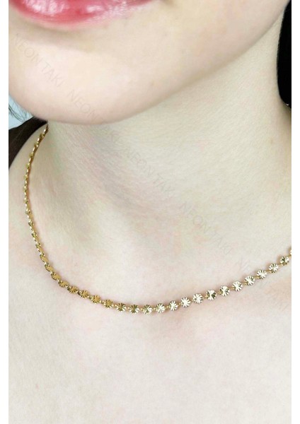 Paslanmaz Çelik Pul Kolye 415, Altın Rengi