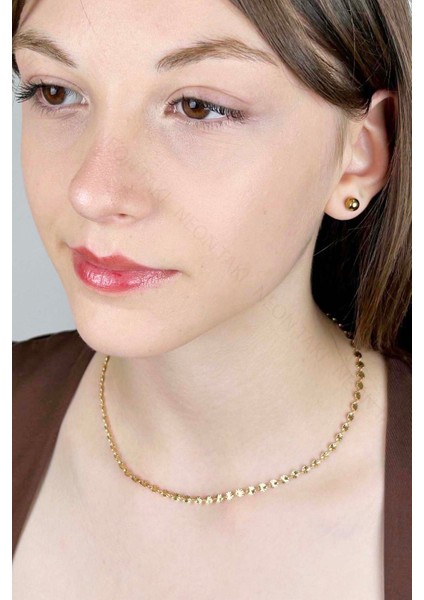 Paslanmaz Çelik Pul Kolye 415, Altın Rengi