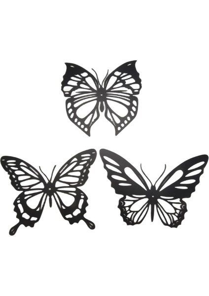 3pcs Kelebek Metal Duvar Dekor Siyah Kelebek Metal Duvar Asılı Dekor Çiftlik Evi Rustik Ev Ofis Yatak Odası Dekor (Yurt Dışından)