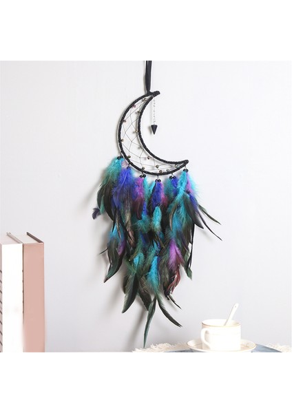 Moon Dreamcatcher, El Yapımı Tüy Dreamcatcher Boho Duvar Asma Süsleme Si Yatak Odası Partisi Dekorasyonu (Yurt Dışından) fırsatları
