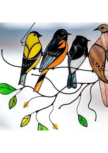 Bir Tel Üzerinde Çok Renkli Kuşlar Yüksek Lekeli Bahçe Suncatcher Kuşlar Askıda Şube Suncatchers Kolye Evi, B (Yurt Dışından) modelleri