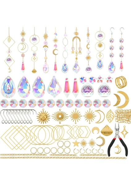 200 Adet Kristal Suncatcher, Kristalli Güneş Yakalayıcılar, Yetişkinler Için Zanaat Kitleri, Gökkuşağı Üreticisi, Prizma, Kolye Altın (Yurt Dışından)