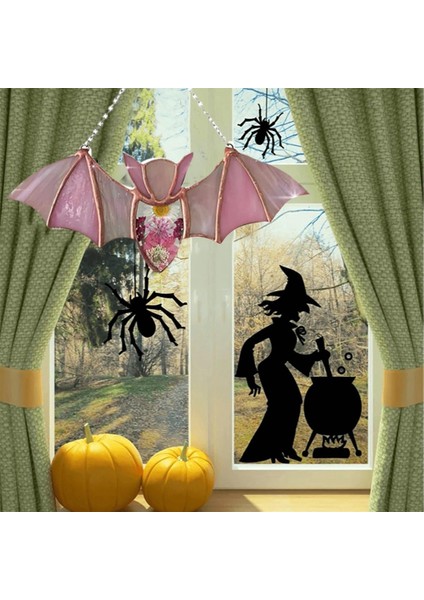 4pcs Cadılar Bayramı Dekorasyonları Asılı Cam Suncatcher Yarasalar Akrilik Renkli Cadılar Bayramı Yarasaları Duvar Dekoru Asma Gotik Yarasa (Yurt Dışından) modelleri