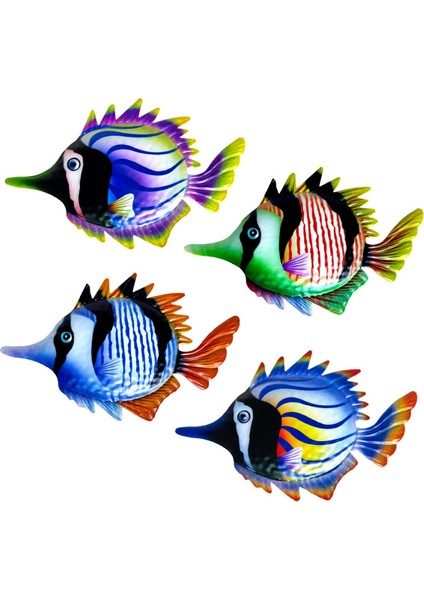 4pcs Metal Balık Bahçe El Sanatları Duvar Dekoru Demir Sanat Ofisi Sundurma Yatak Odası Balkon Asılı Süsler Kapalı Açık Dekor (Yurt Dışından)