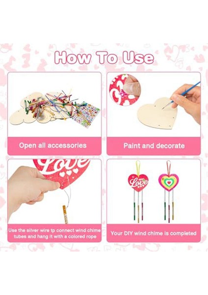 9 Paket Kalp Rüzgar Zil Sizi Kendi Aşk Yapıyor Rüzgar Çanları Diy Renkli Ahşap Zanaat B (Yurt Dışından) modelleri