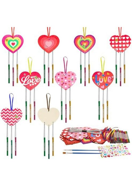9 Paket Kalp Rüzgar Zil Sizi Kendi Aşk Yapıyor Rüzgar Çanları Diy Renkli Ahşap Zanaat B (Yurt Dışından) fırsatları