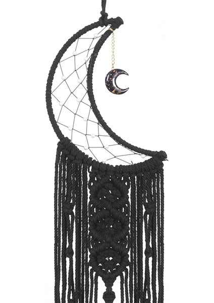 Bohemya Ay Rüya Catchers Pubsel Macrame Macrame Catchers Düğün Duvar Asma Dekor Ev Odası Ay Dekor Siyah (Yurt Dışından) modelleri